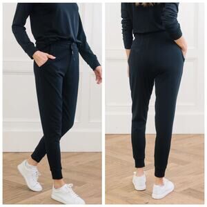 Cozy Earth Women's Brushed Bamboo Jogger Pant Black Comfort Travel - Large
